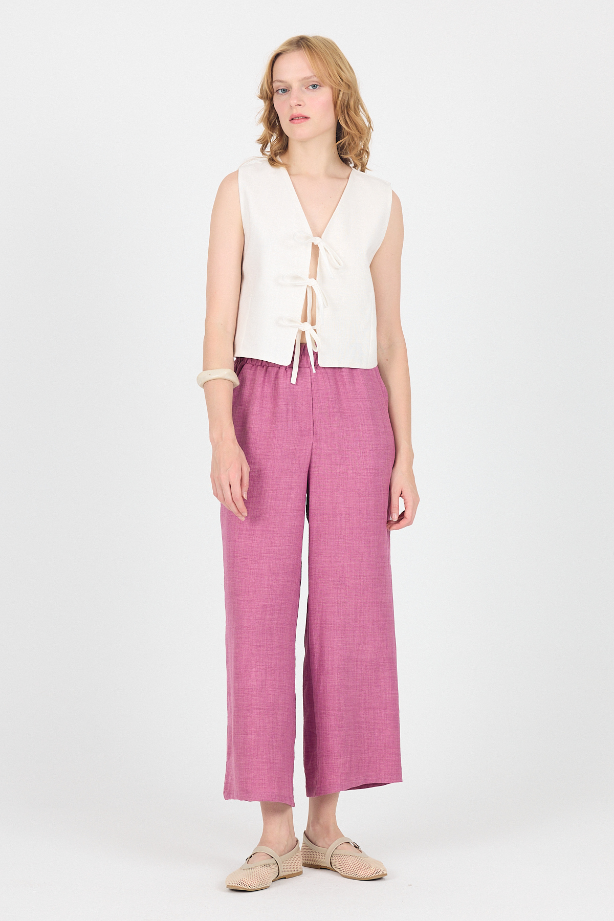 Gül Pamuklu Bel Lastikli Bol Paça Pantolon 4657 - 6