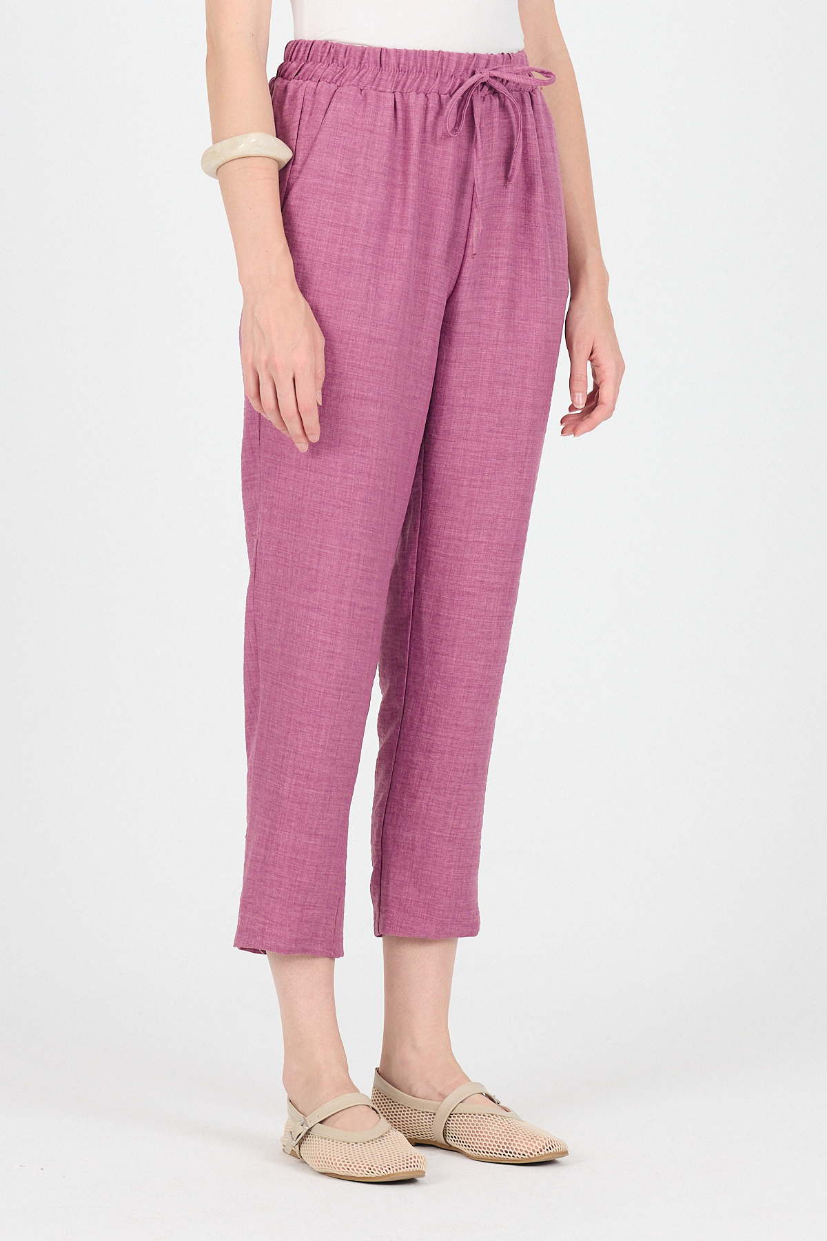 Gül Pamuklu Bel Lastikli Düz Paça Düz Paça Pantolon 4800 - 3