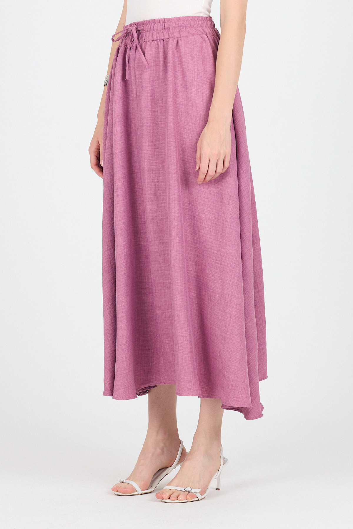 Gül Pamuklu Çan Kesim Bağcıklı Uzun Etek 8024 - 3