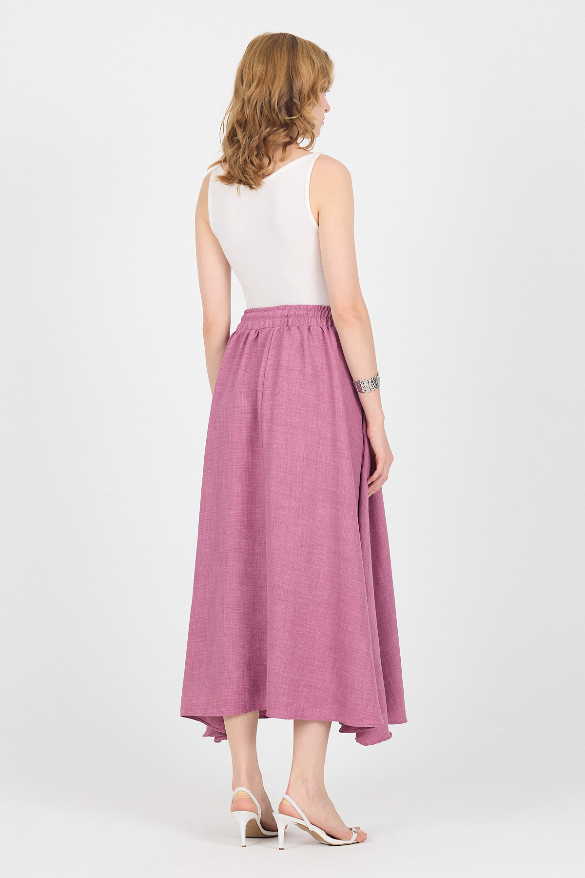 Gül Pamuklu Çan Kesim Bağcıklı Uzun Etek 8024 - 5