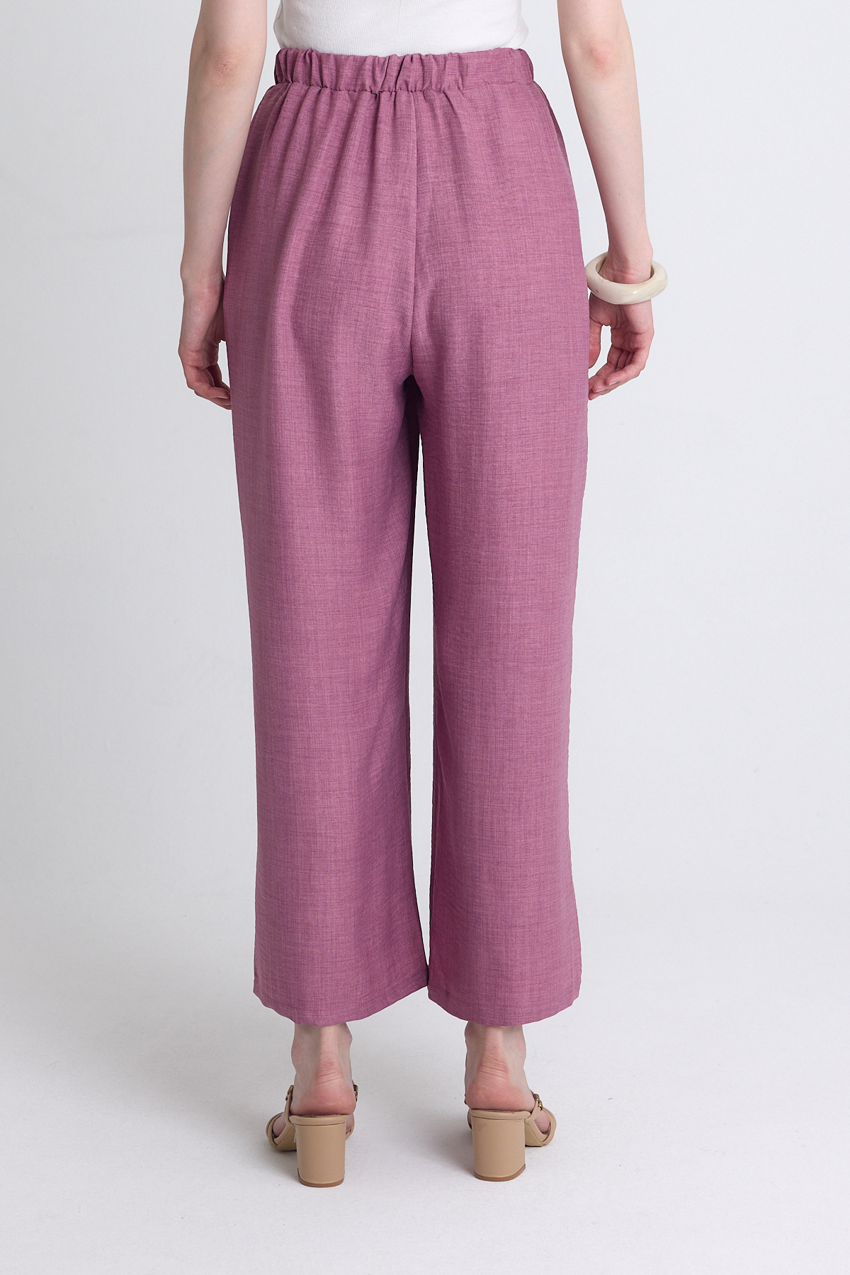 Gül Yüksek Bel Ön Pile Detaylı Pamuklu Bol Paça Pantolon 8014A - 5