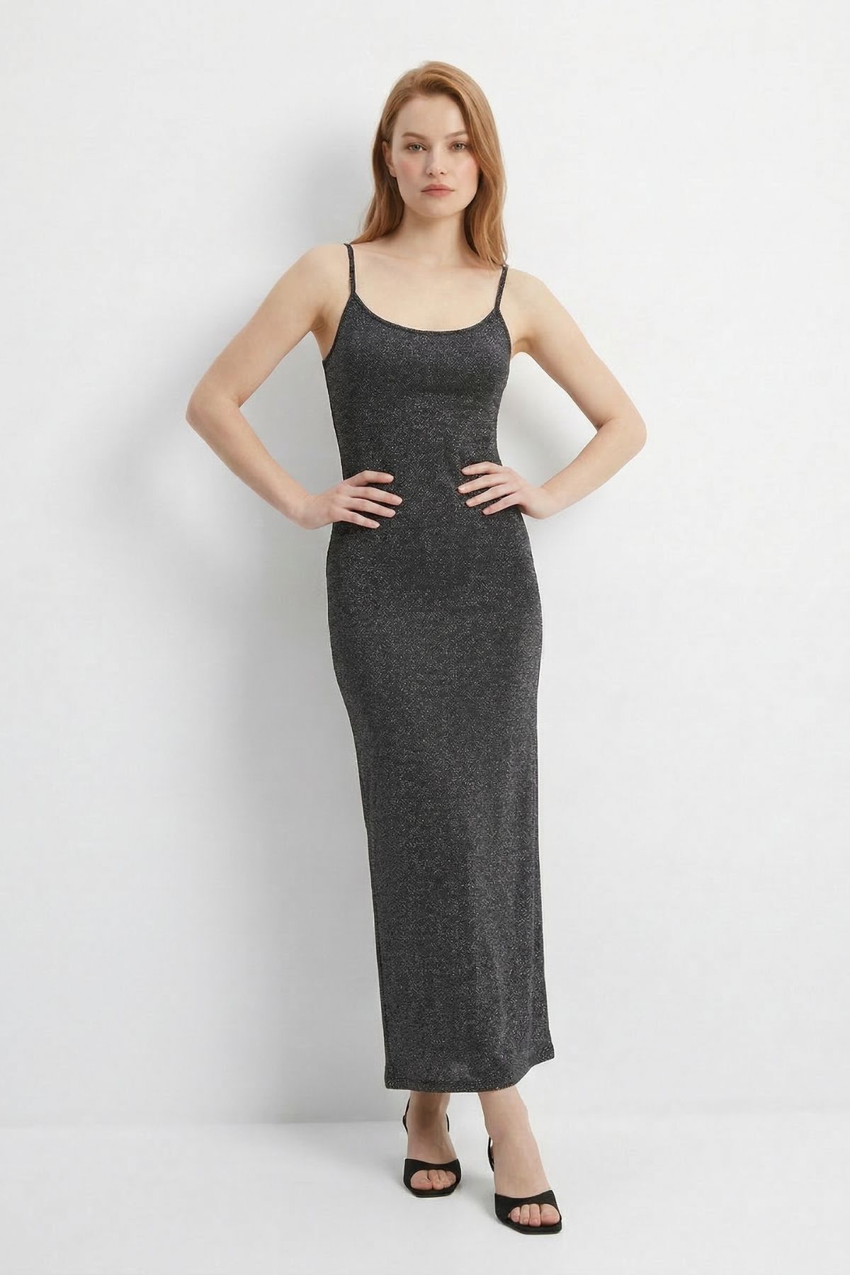 Gümüş Askılı Simli Elbise 261640 - RAYS (1)