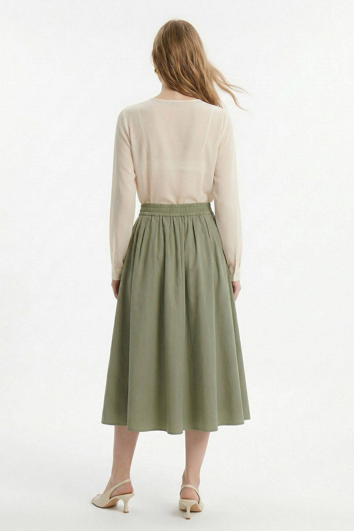 Haki Bel Lastik Cep Detay Etek 8457A - RAYS