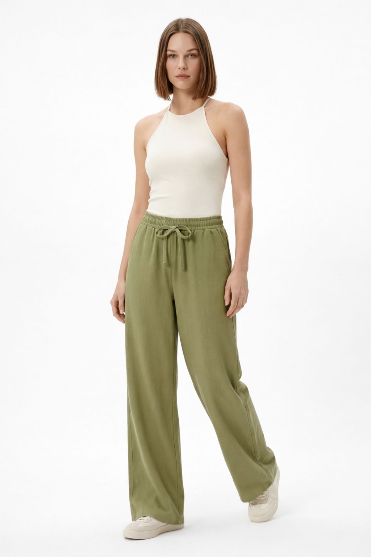 Haki Bel Lastikli Pantolon 1200 