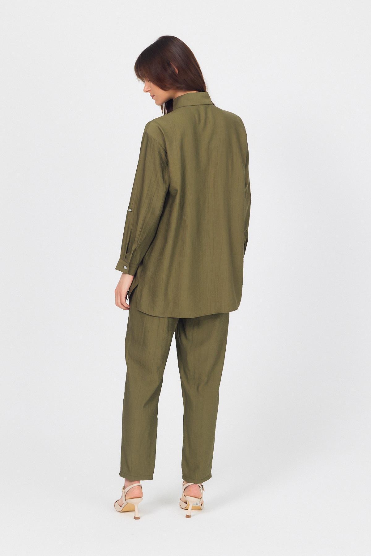 Haki Dokuma Gömlek Pantolon İkili Takım 4607A - 5