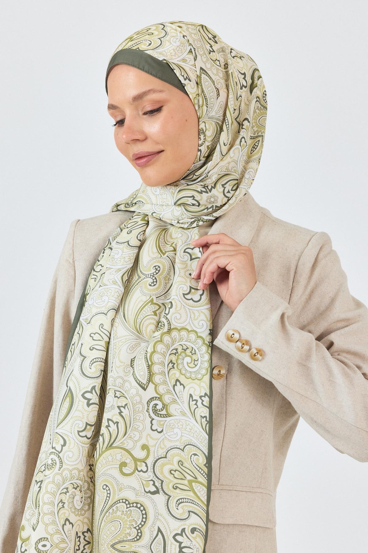 Haki Etnik Desenli Şal 4005 - 3