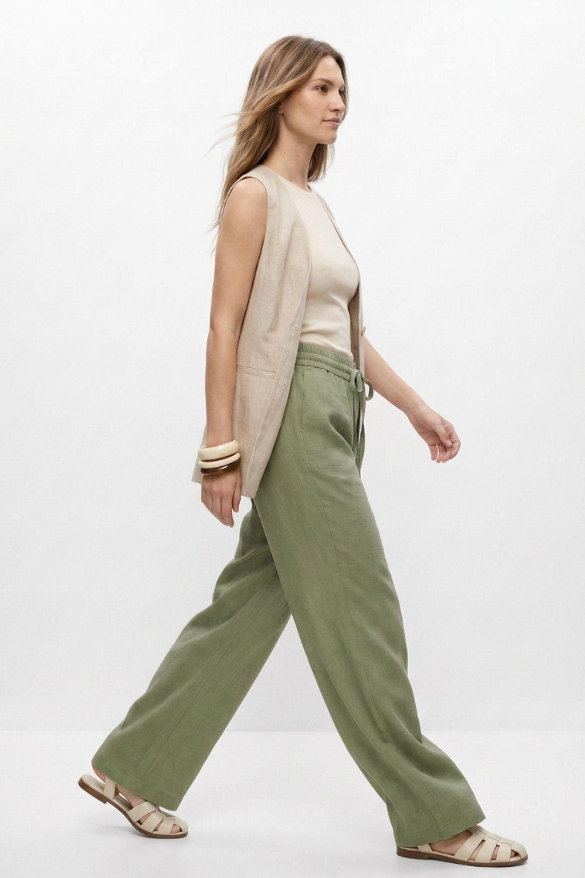 Geniş Paça Pantolon 8561A Haki - RAYS