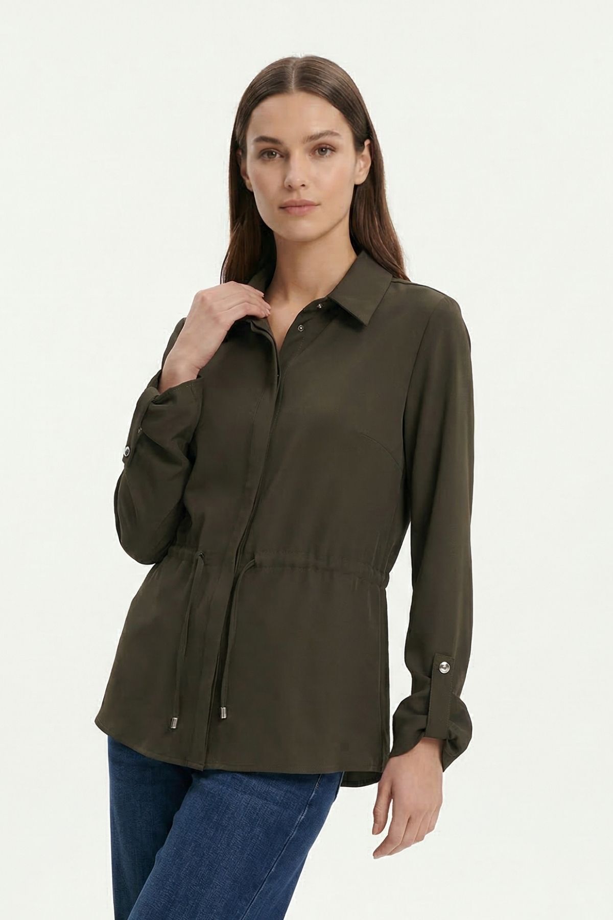 Haki Katlamalı Kol Bel Büzgülü Ceket 261134 - RAYS (1)