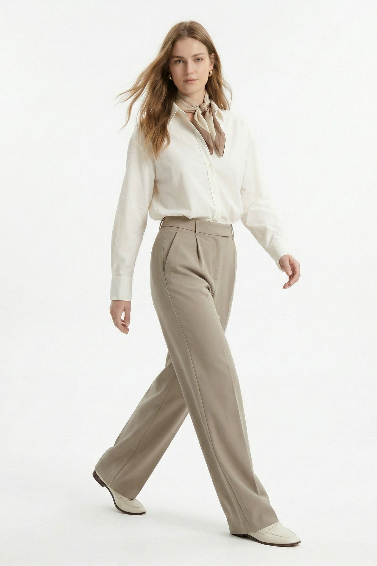 Haki Pileli Geniş Paça Pantolon 3867 - RAYS