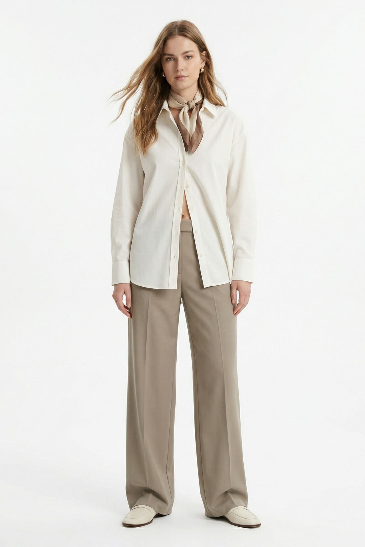 Haki Pileli Geniş Paça Pantolon 3867 - RAYS