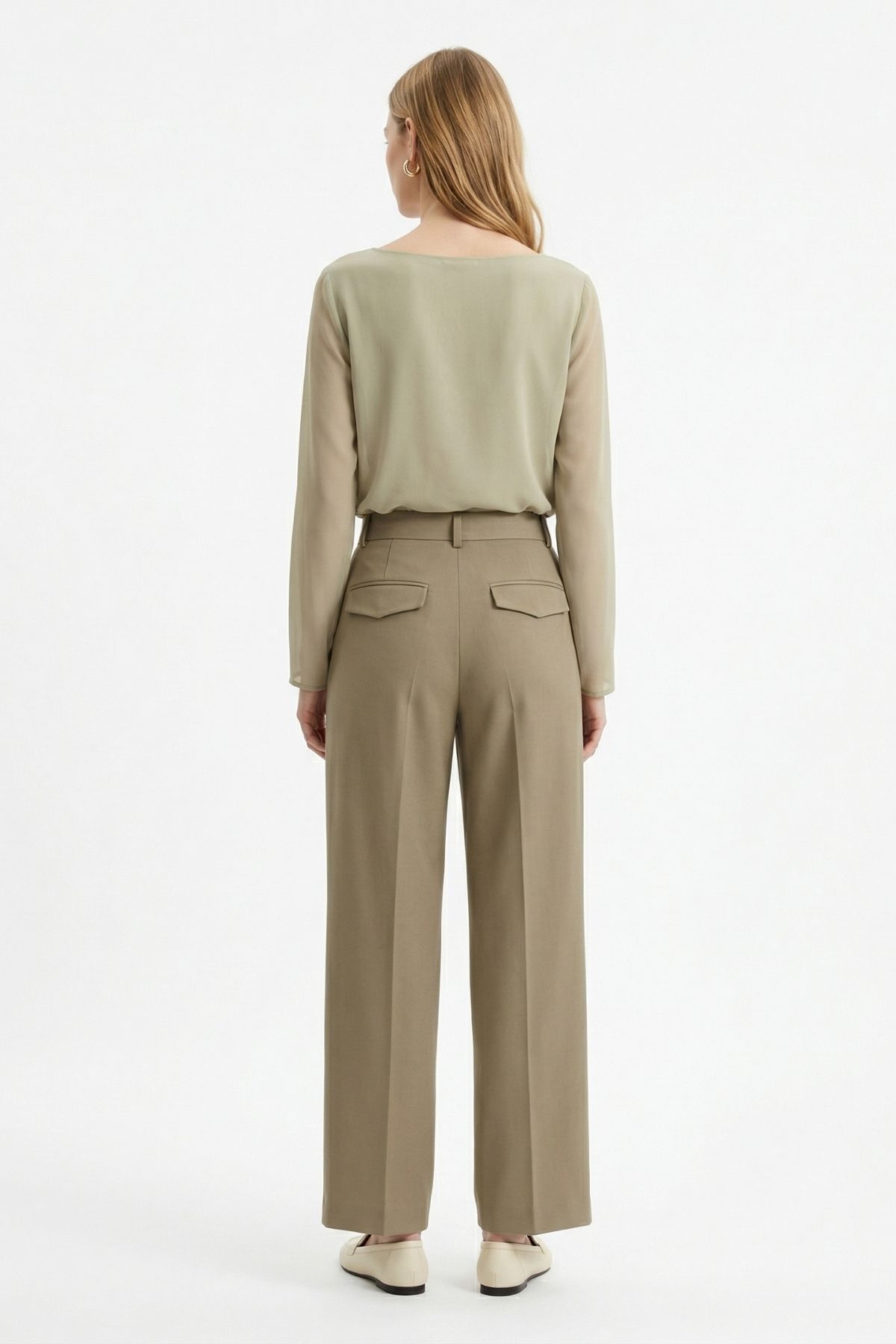 Haki Pileli Palazzo Pantolon 3871 - 3