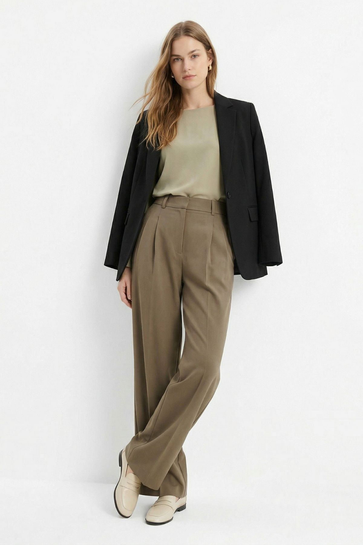 Haki Pileli Palazzo Pantolon 3871 - RAYS