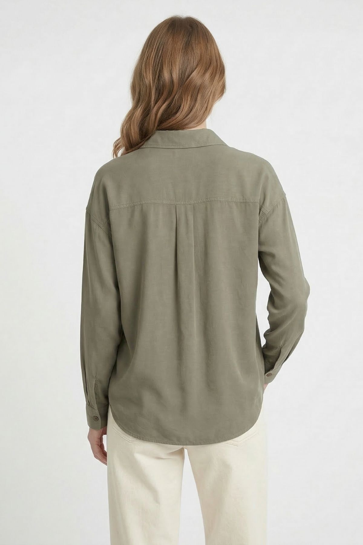 Haki Uzun Kol Pamuklu Gömlek 005 - 3