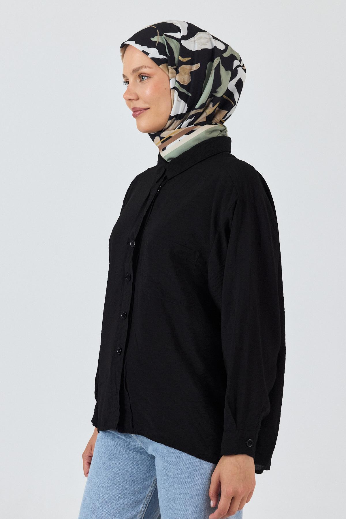 Haki Yaprak Desenli Eşarp 3004 - 2