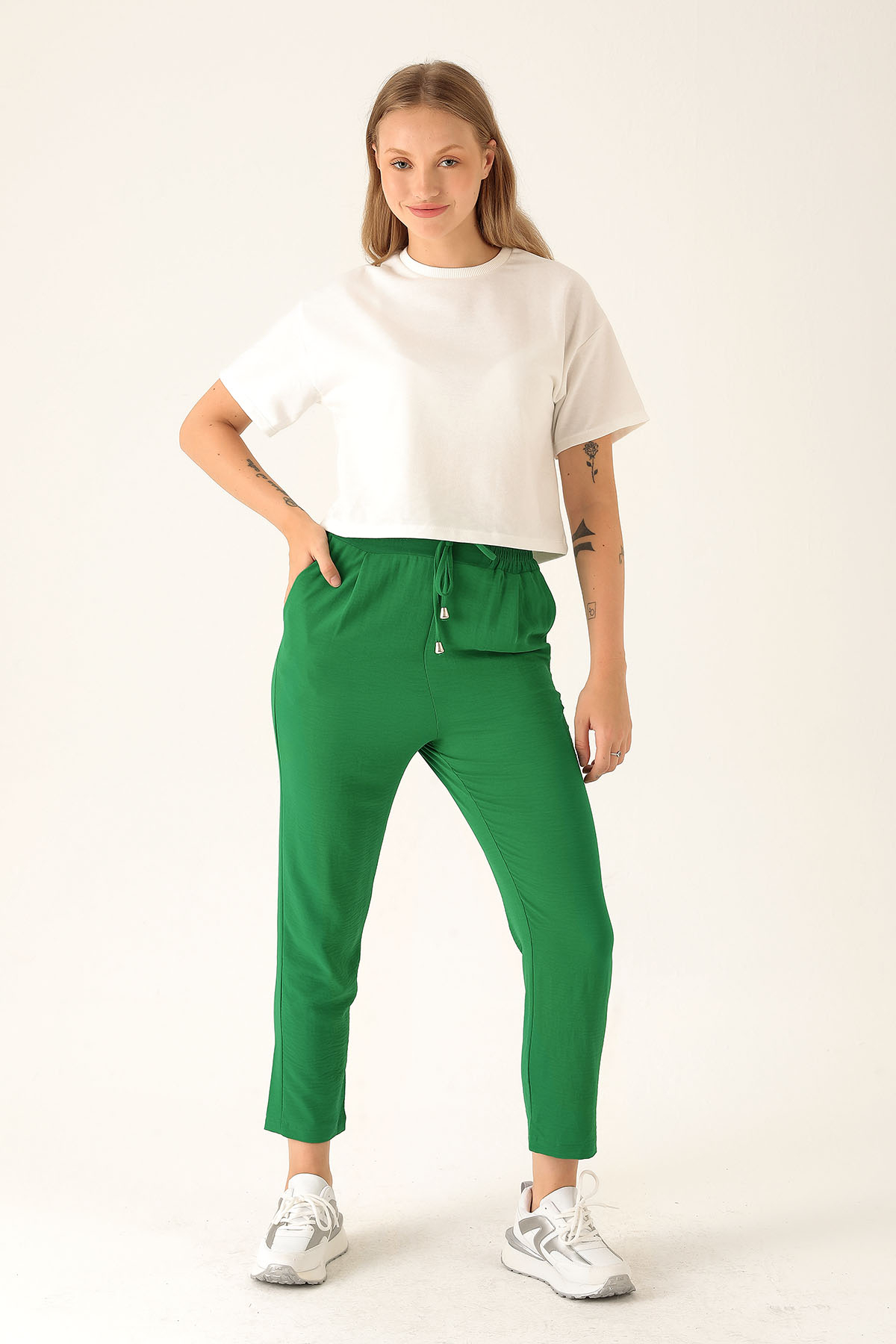 Havuç Bayan Pantolon - 6530A Benetton Yeşili - 1