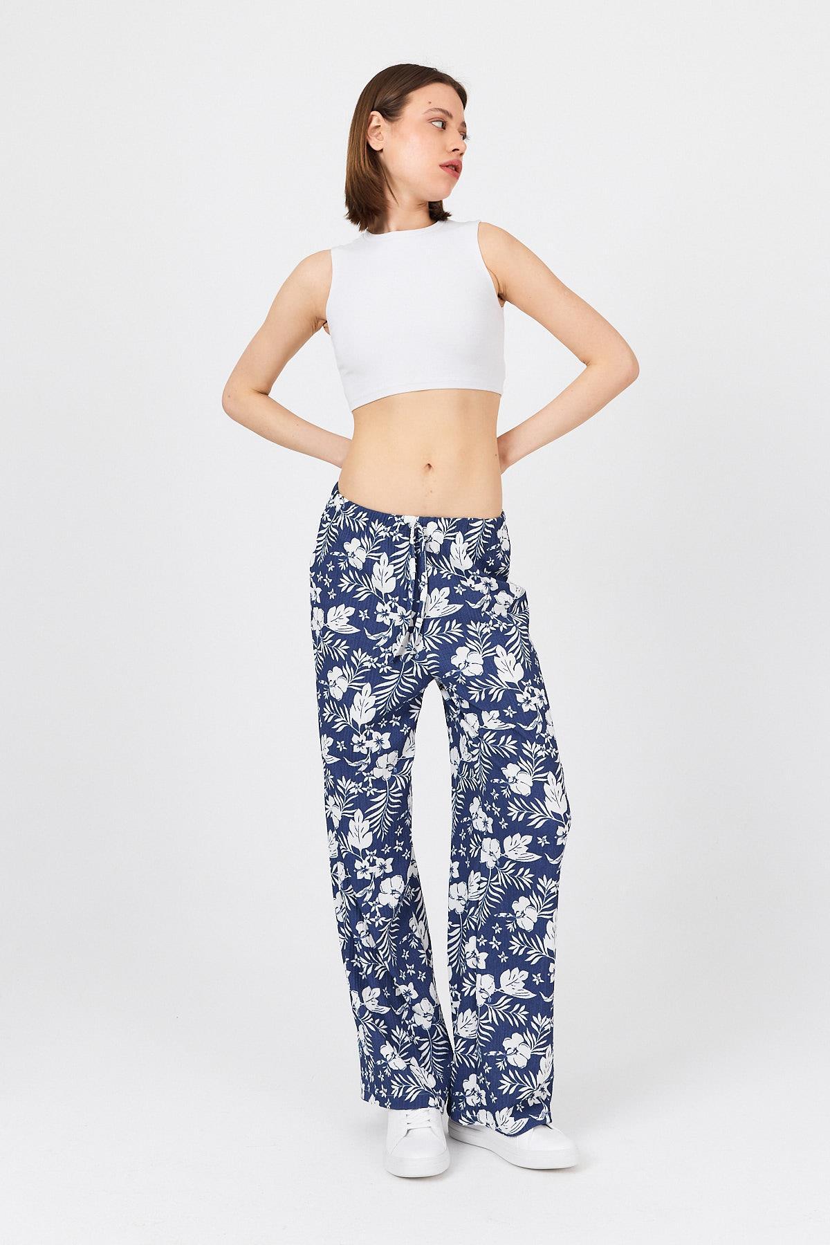 İndigo Bel Lastikli Desenli Pantolon 4725A - 7