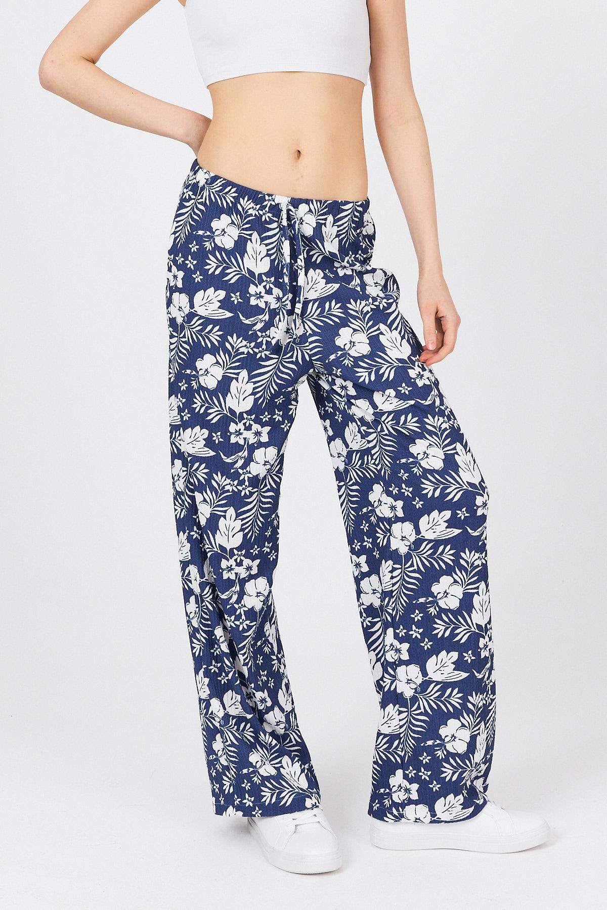 İndigo Bel Lastikli Desenli Pantolon 4725A - 6