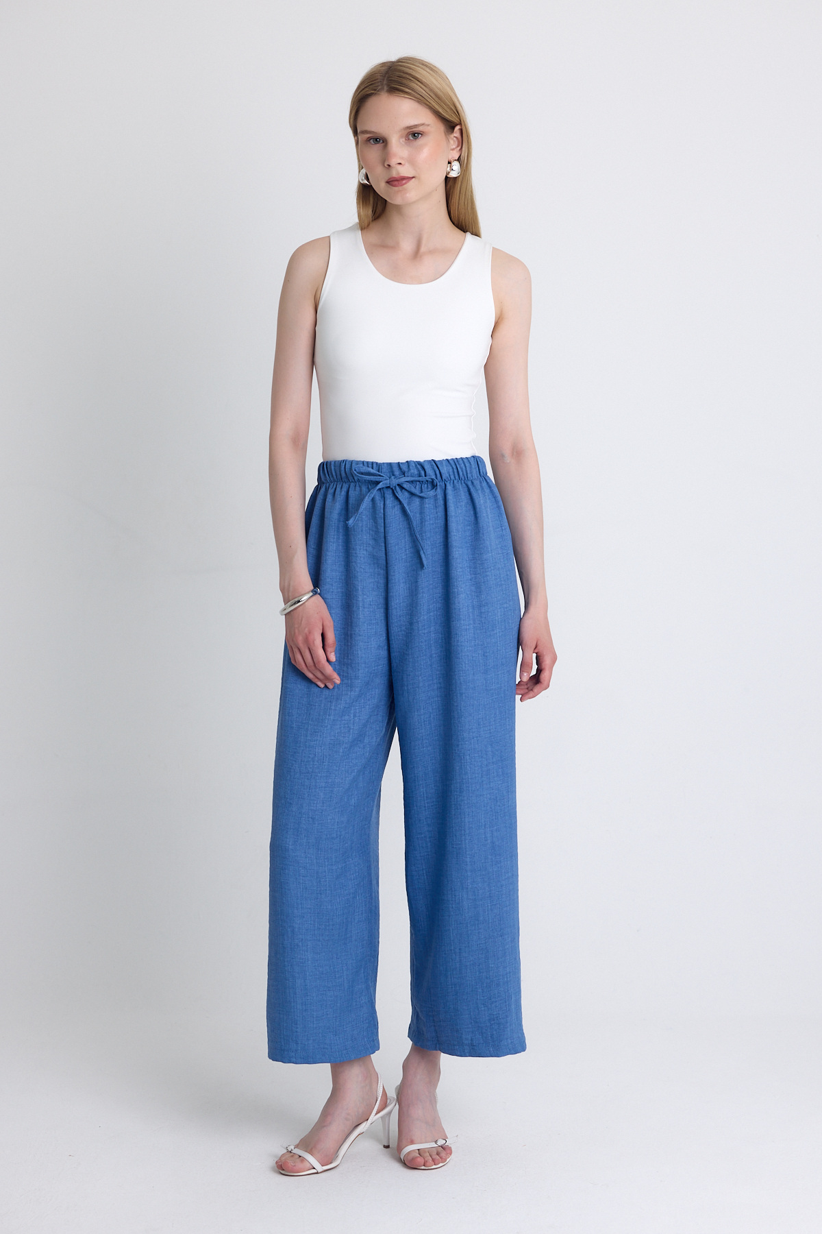 İndigo Bel Lastikli Pamuklu Örme Pantolon 8045A - 1