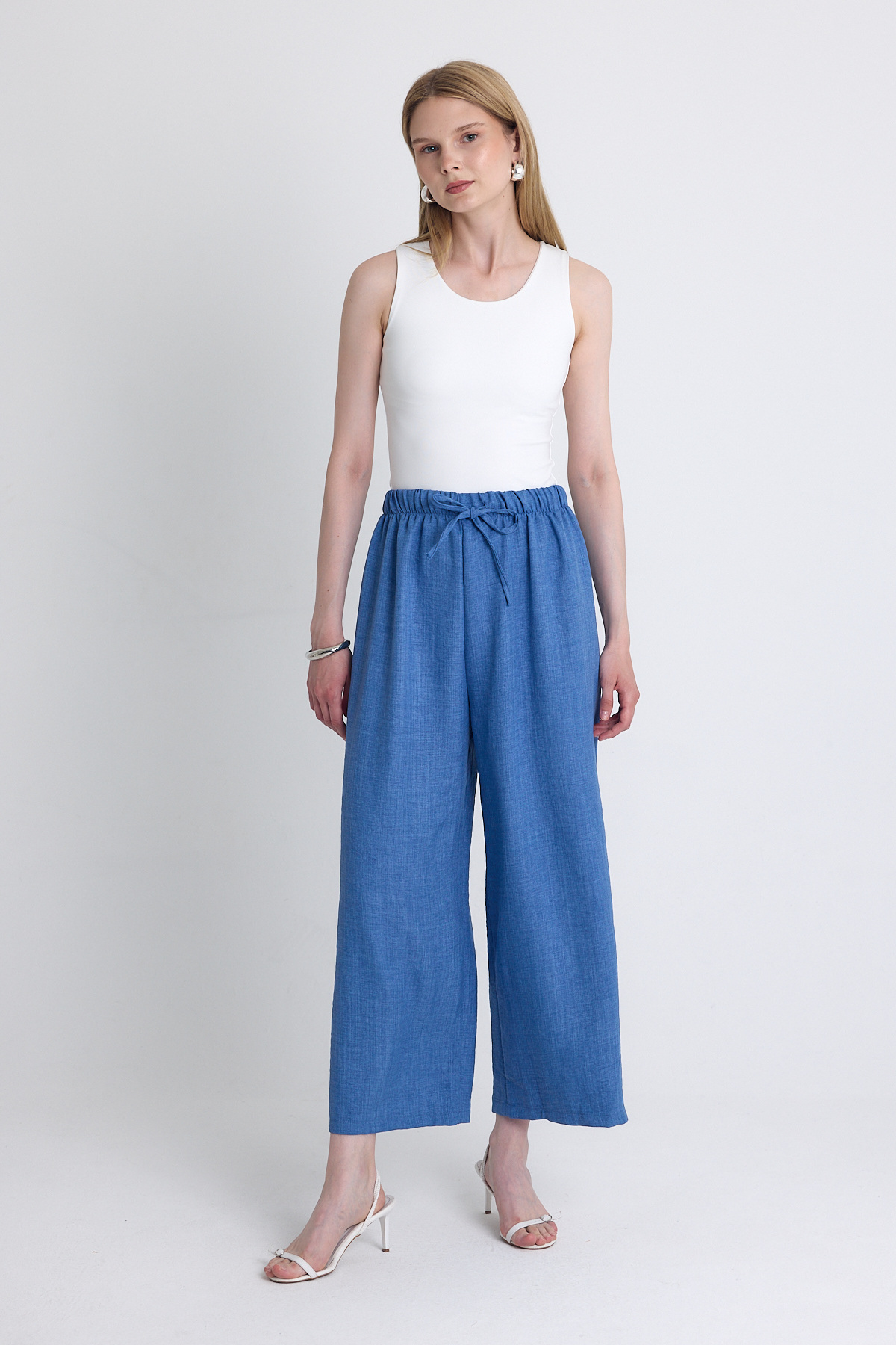 İndigo Bel Lastikli Pamuklu Örme Pantolon 8045A - RAYS