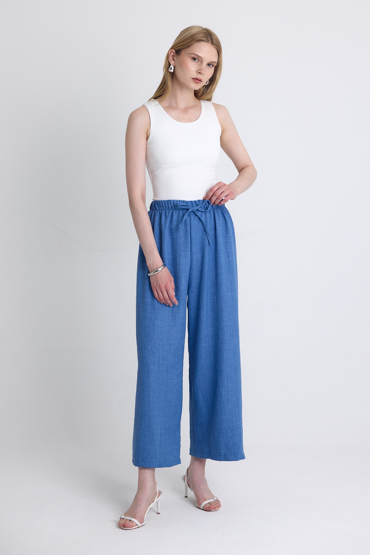 İndigo Bel Lastikli Pamuklu Örme Pantolon 8045A - 6