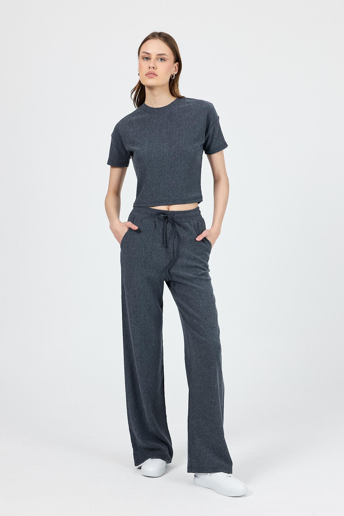 İndigo Bisiklet Yaka Bürümcük Doklu Kumaş Alt Üst Takım 1455 - RAYS