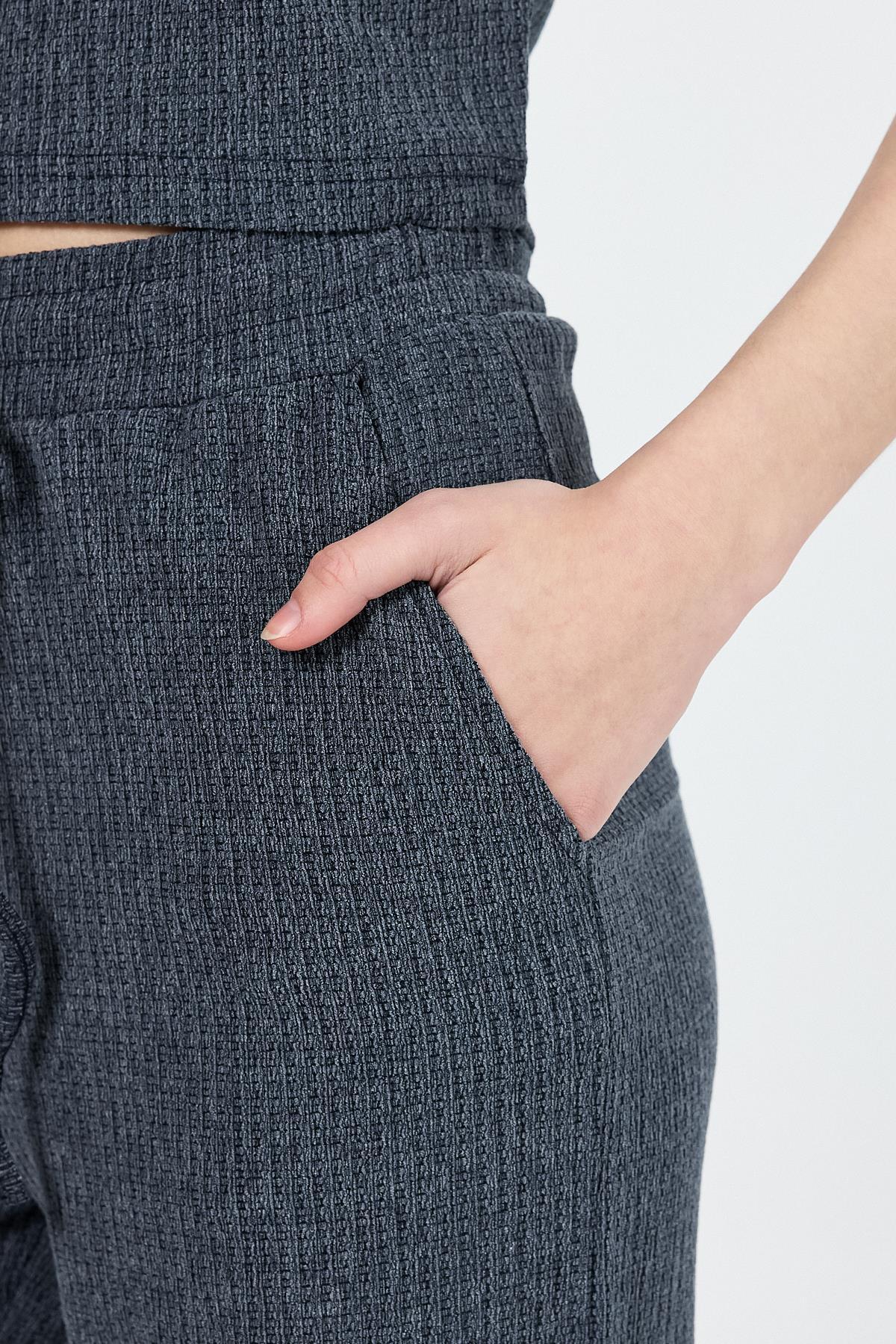 İndigo Bisiklet Yaka Bürümcük Doklu Kumaş Alt Üst Takım 1455 - 7