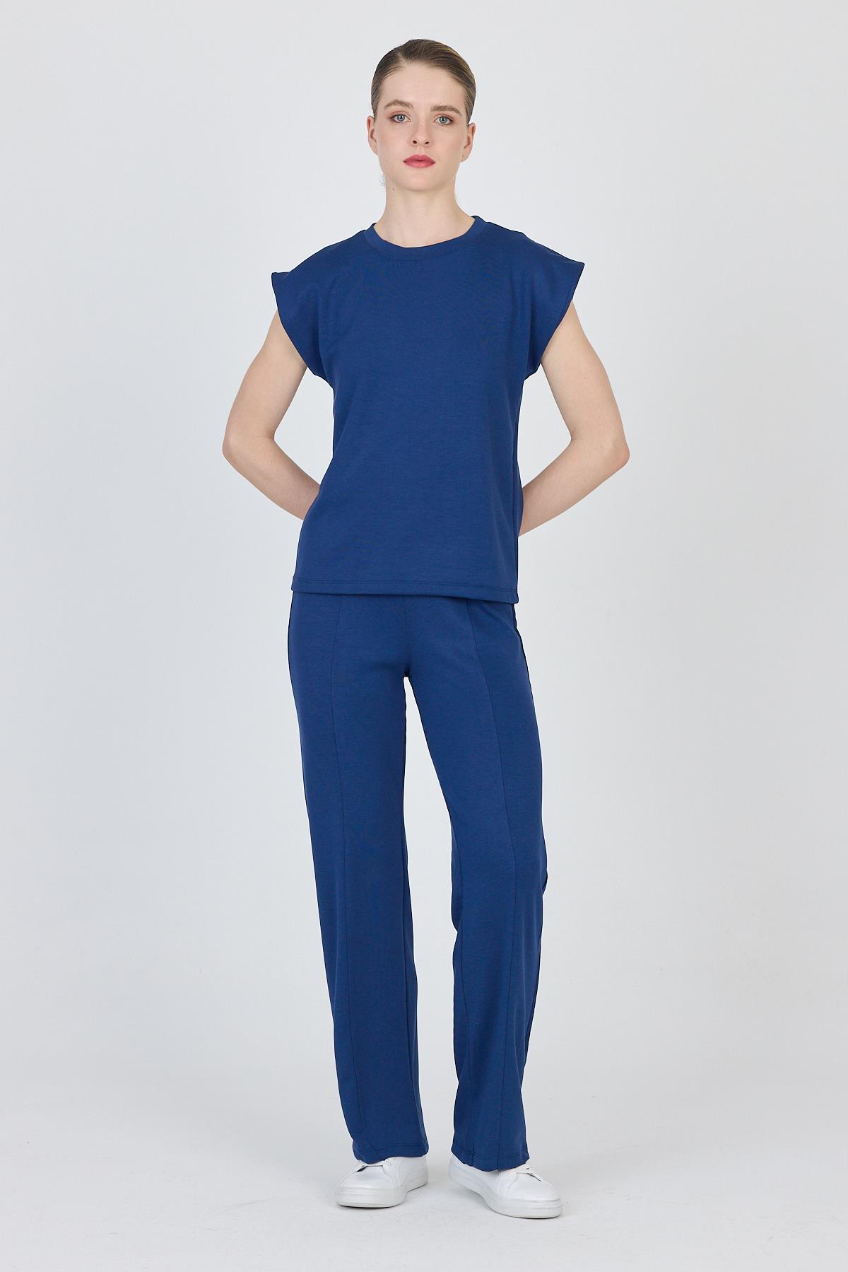 İndigo Bisiklet Yaka İkili Tişört Pantolon Takım 1502 - 1
