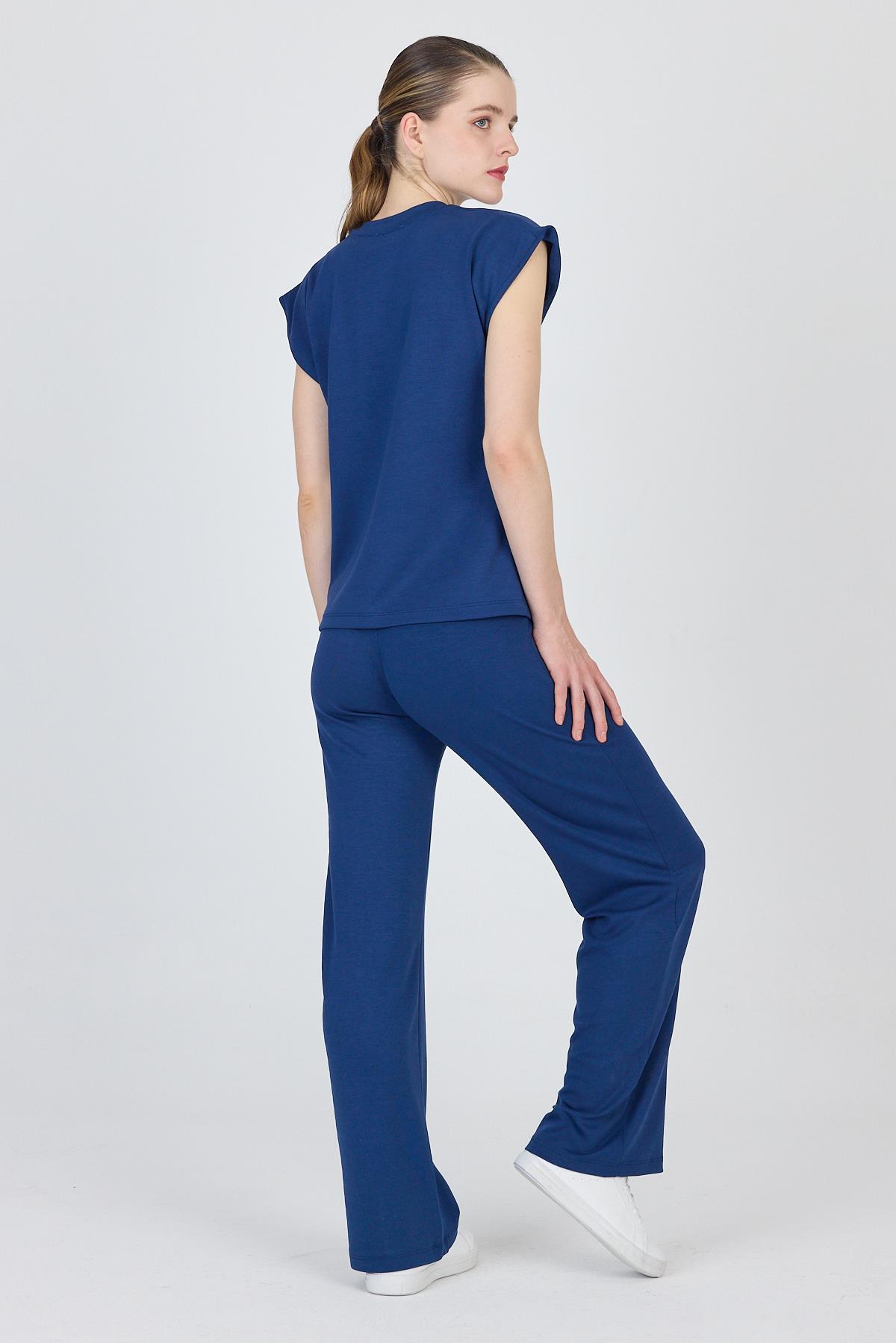 İndigo Bisiklet Yaka İkili Tişört Pantolon Takım 1502 - 5