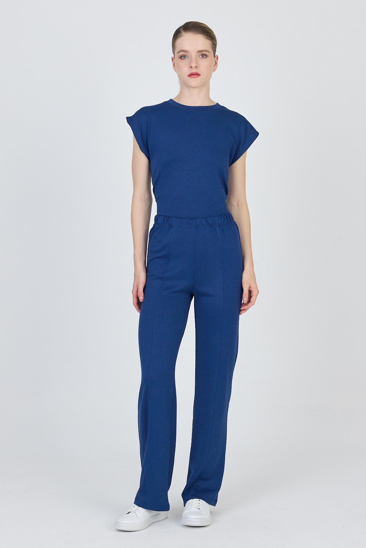 İndigo Bisiklet Yaka İkili Tişört Pantolon Takım 1502 - 2