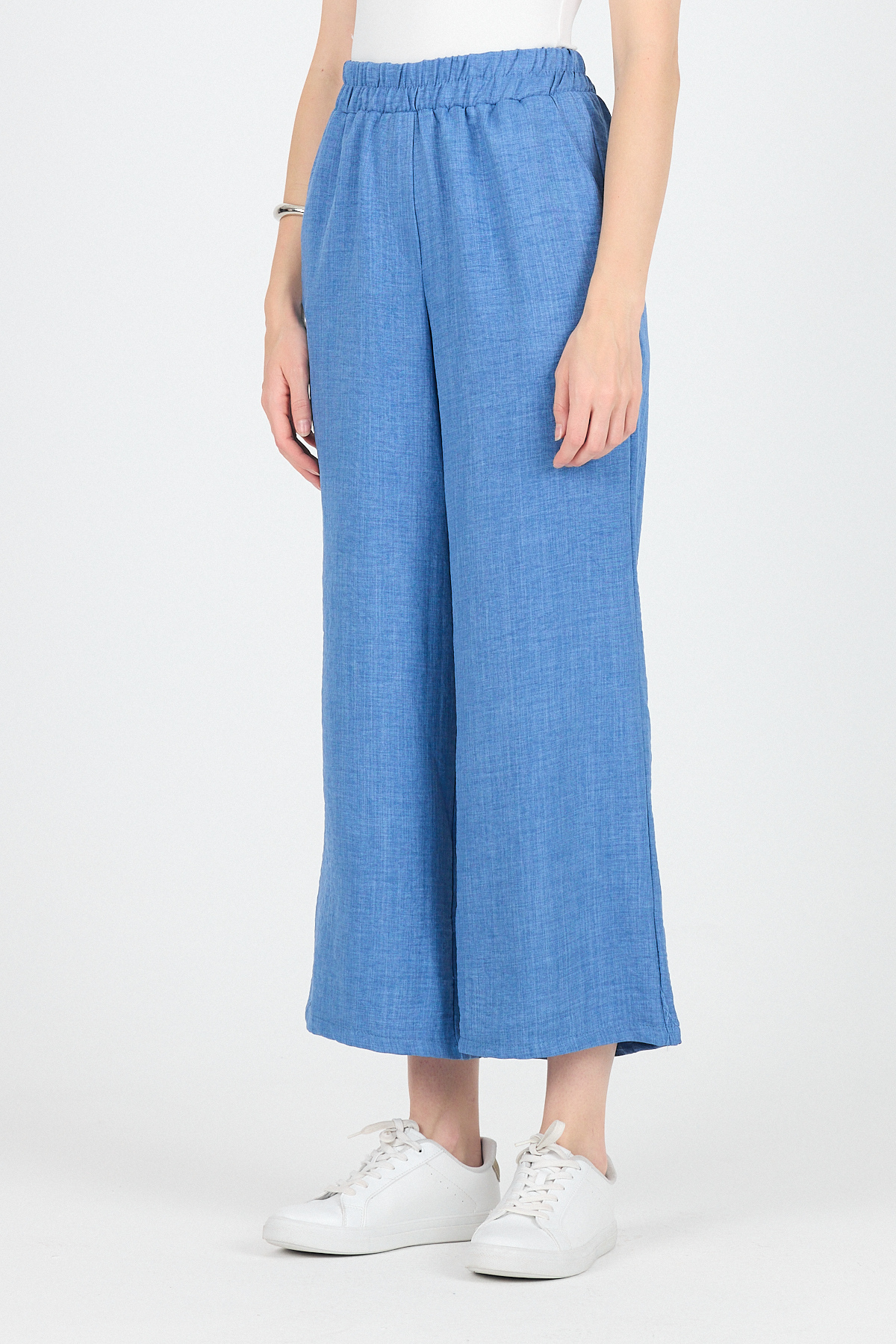 İndigo Pamuklu Bel Lastikli Bol Paça Pantolon 4657 - 3