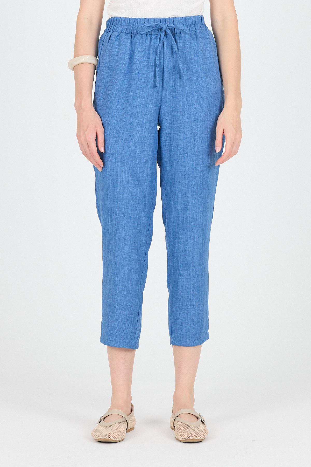 İndigo Pamuklu Bel Lastikli Düz Paça Düz Paça Pantolon 4800 - RAYS