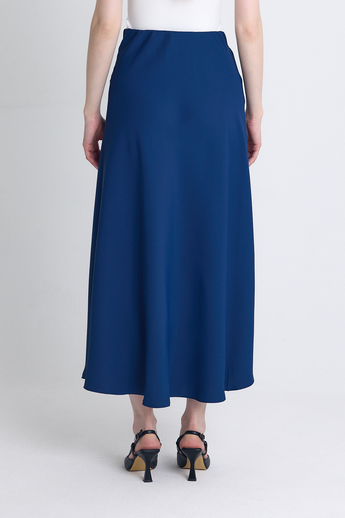 İndigo Yüksek Bel Midi A Kesim Etek 241312 - 5