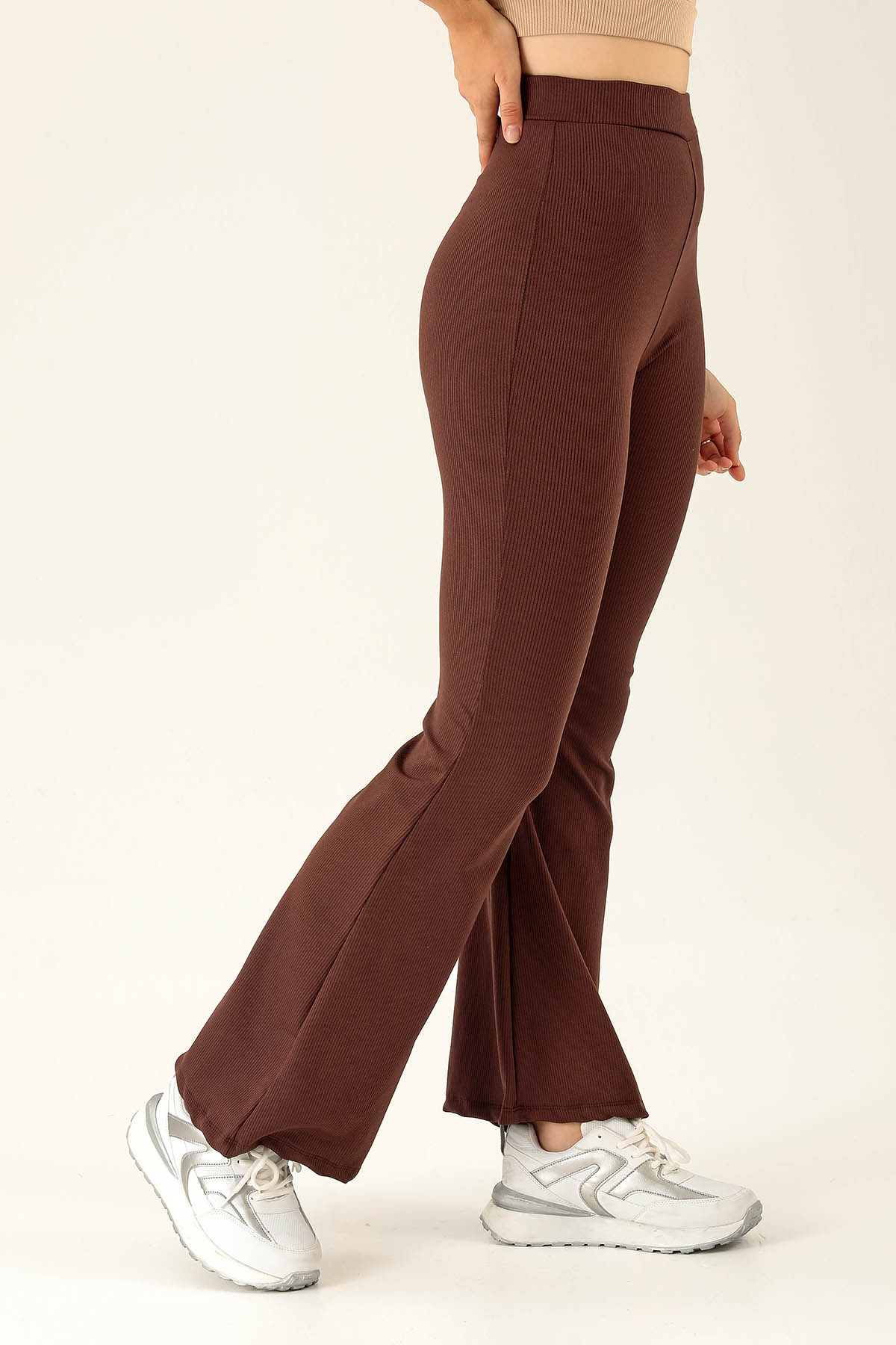 İspanyol Paça Fitilli Tayt - 404 Acı Kahve - 4