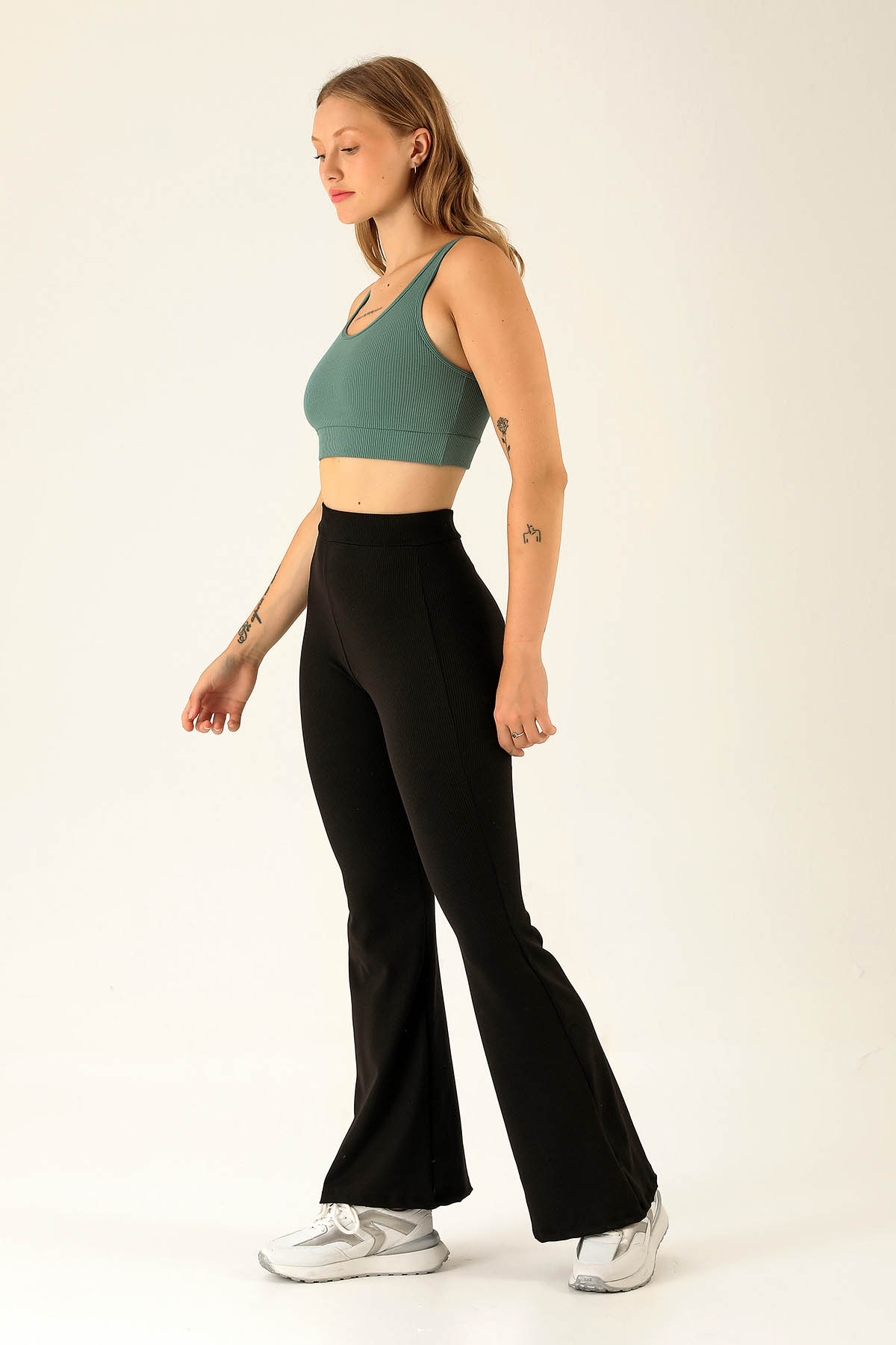 İspanyol Paça Fitilli Tayt - 404 Siyah - 2