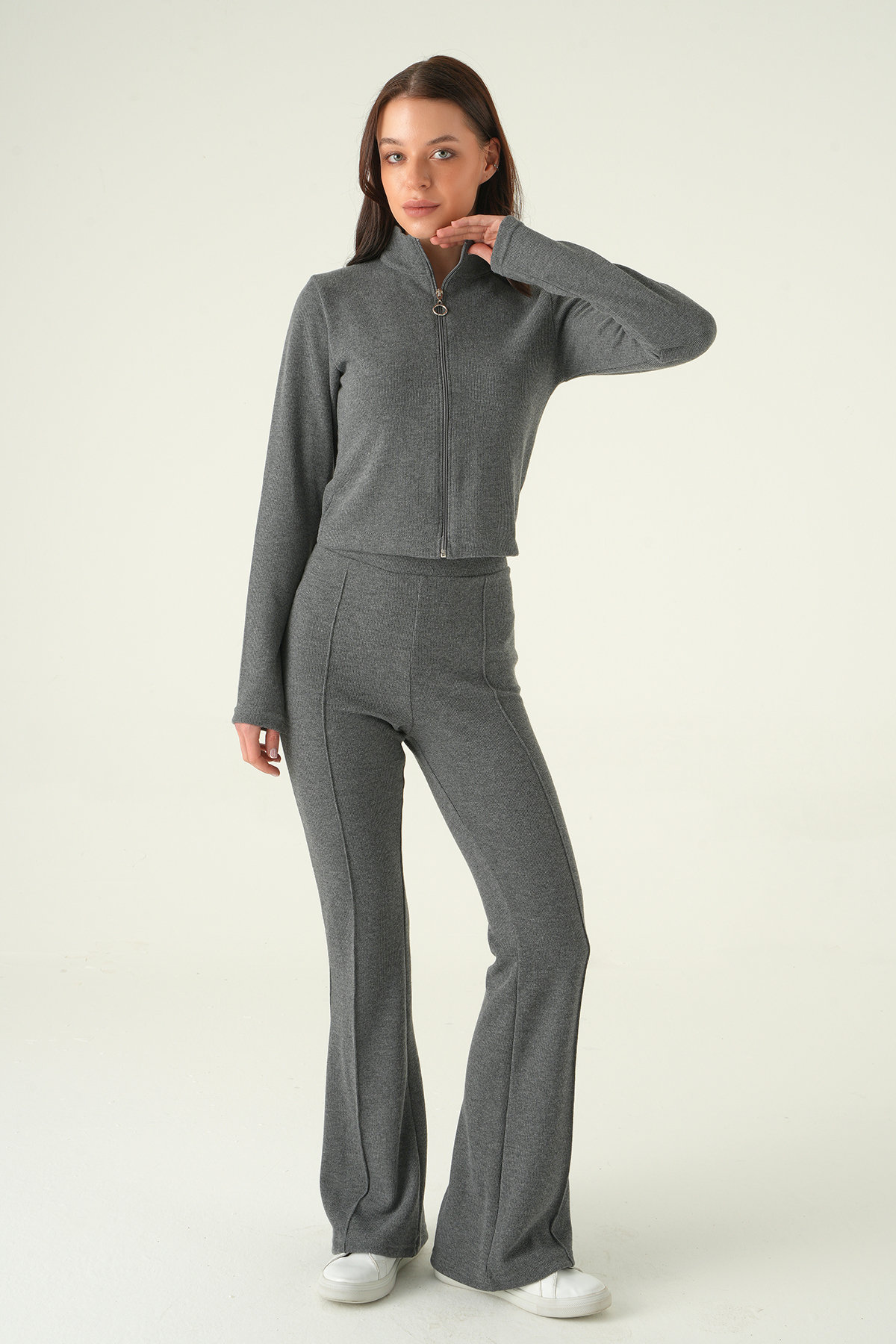  İspanyol Paça Pantolon Hırka Takım Antrasit 3098A - RAYS