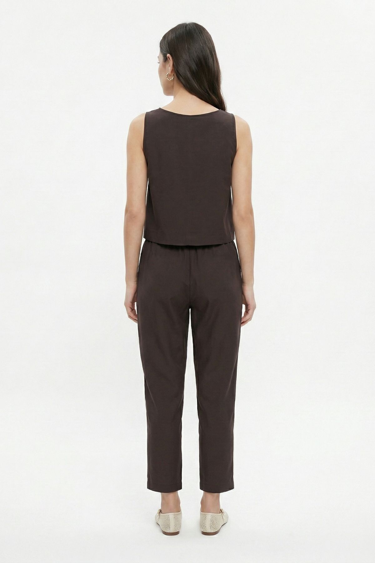 Kahve 34007 Bisiklet Yaka Sıfır Kol Pantolon Takım - 3