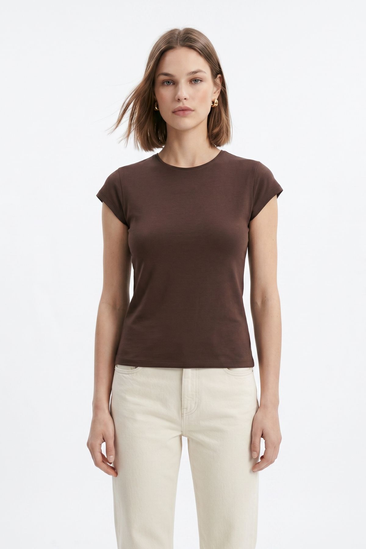 511 Bisiklet Yaka Slim Fit Tişört Kahve - 2