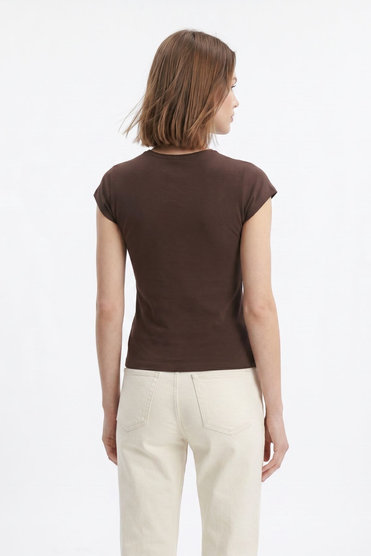 511 Bisiklet Yaka Slim Fit Tişört Kahve - 3