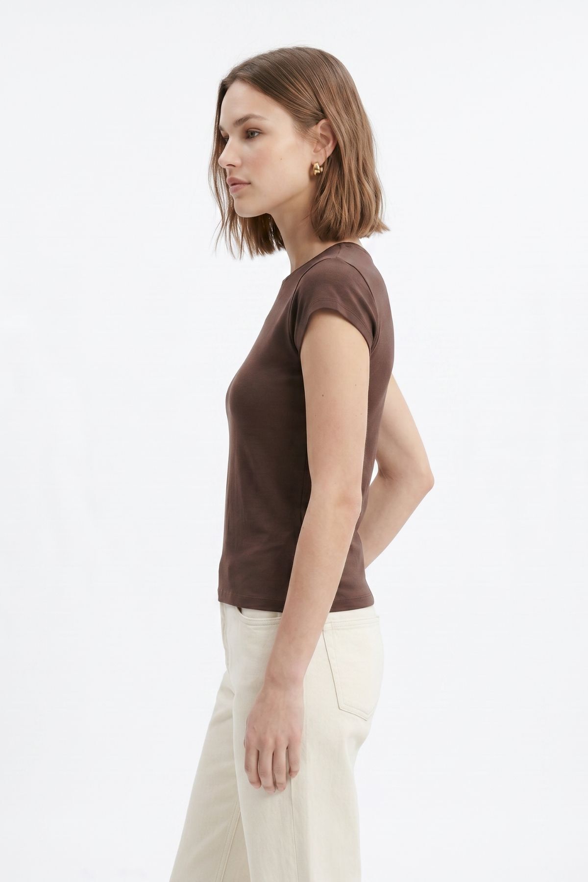 Kahve 511 Bisiklet Yaka Slim Fit Tişört - RAYS