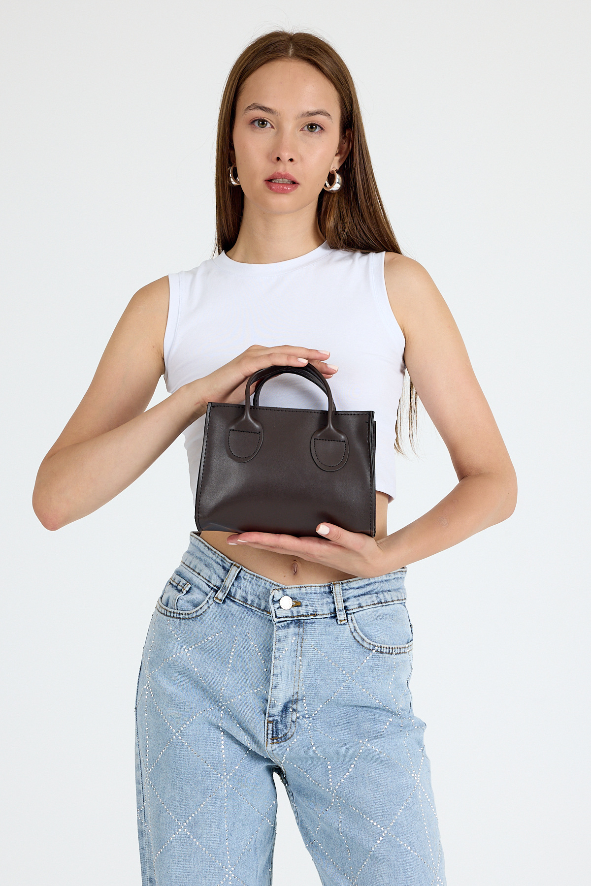 Kahve Askılı El ve Kol Çantası 9217 - 3