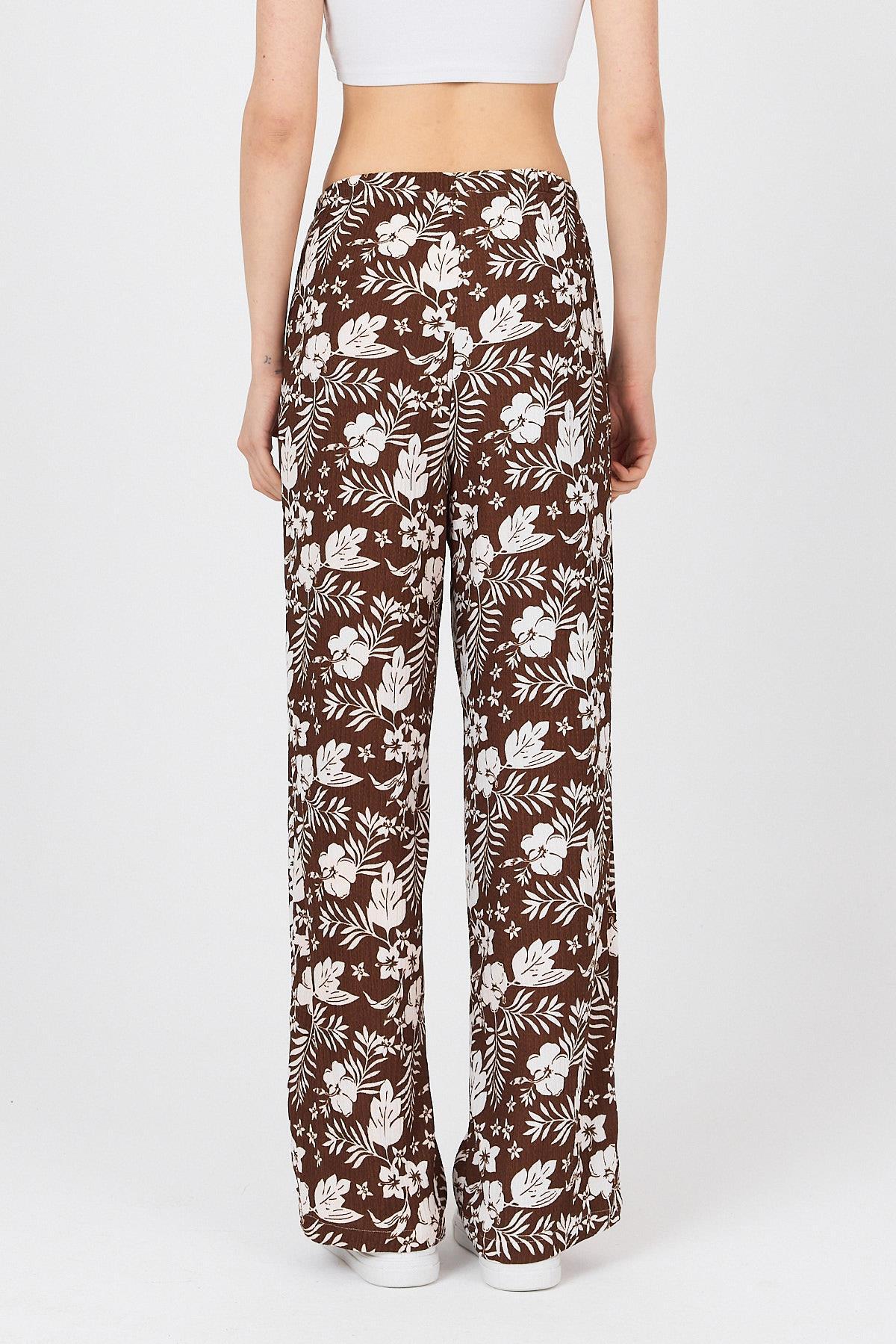 Kahve Bel Lastikli Desenli Pantolon 4725A - 5