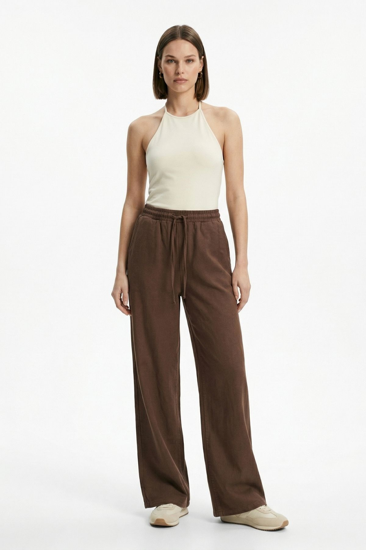 Kahve Bel Lastikli Pantolon 1200 - 1