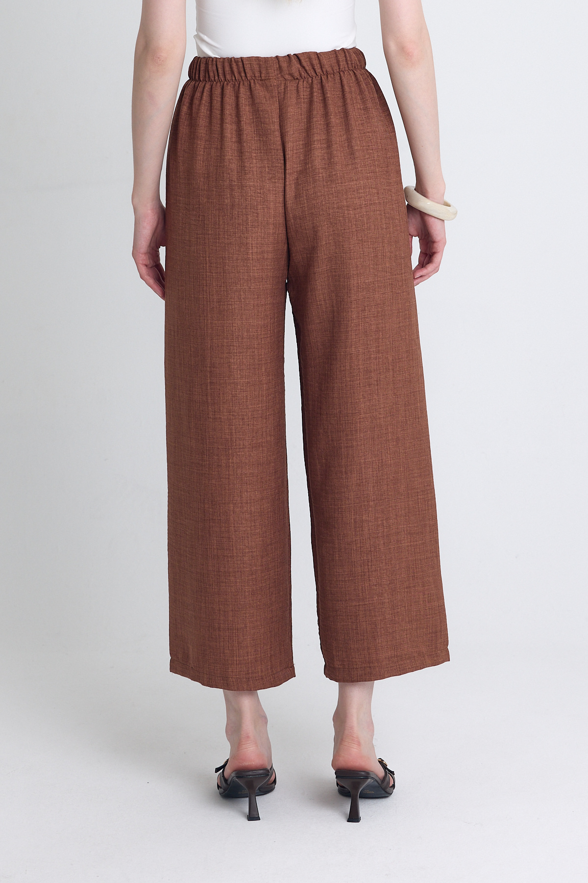 Kahve Bel Lastikli Pamuklu Örme Pantolon 8045A - 5