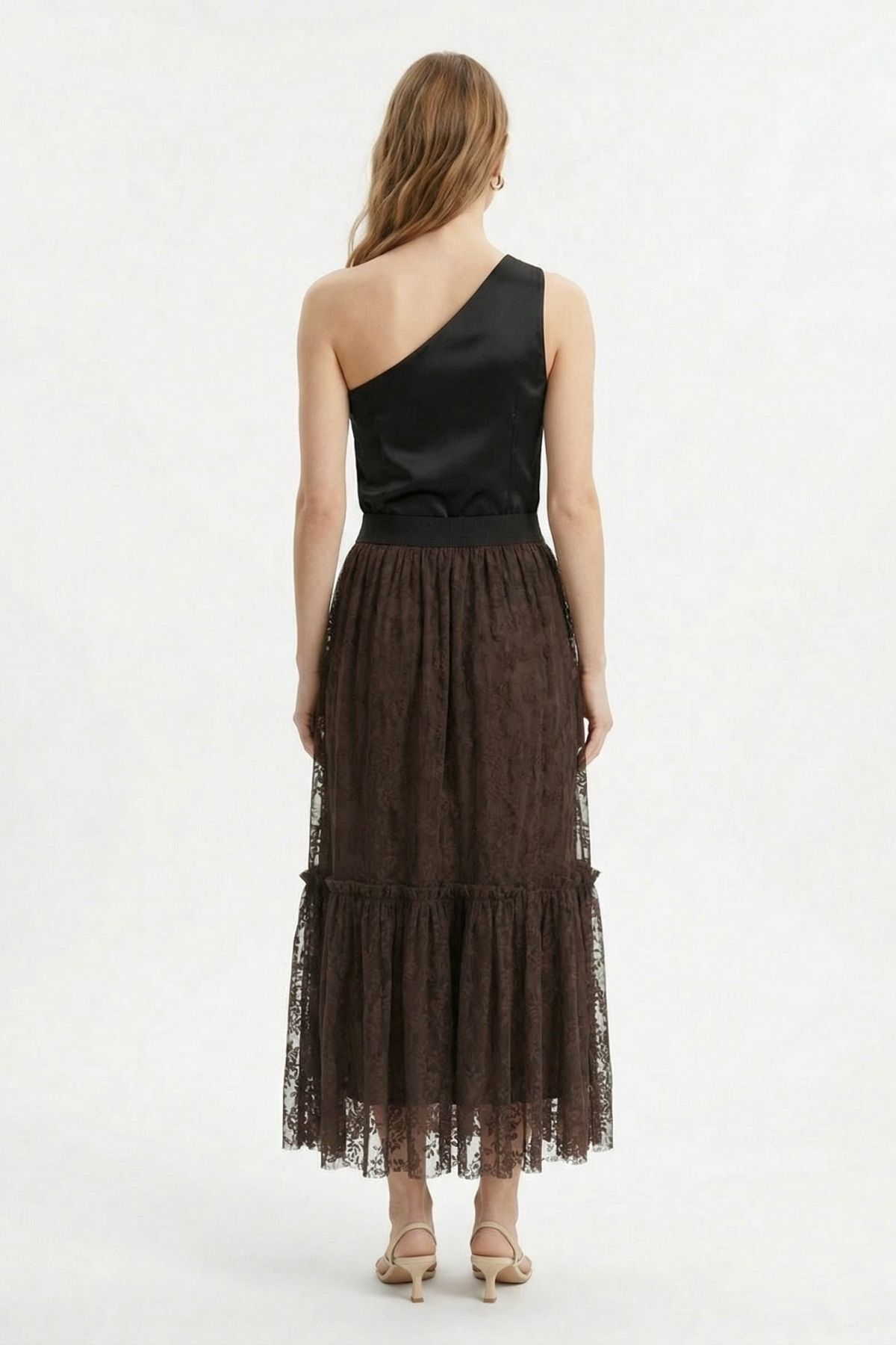 Kahve Belden Lastik Detay Flok Etek 8464 - 3