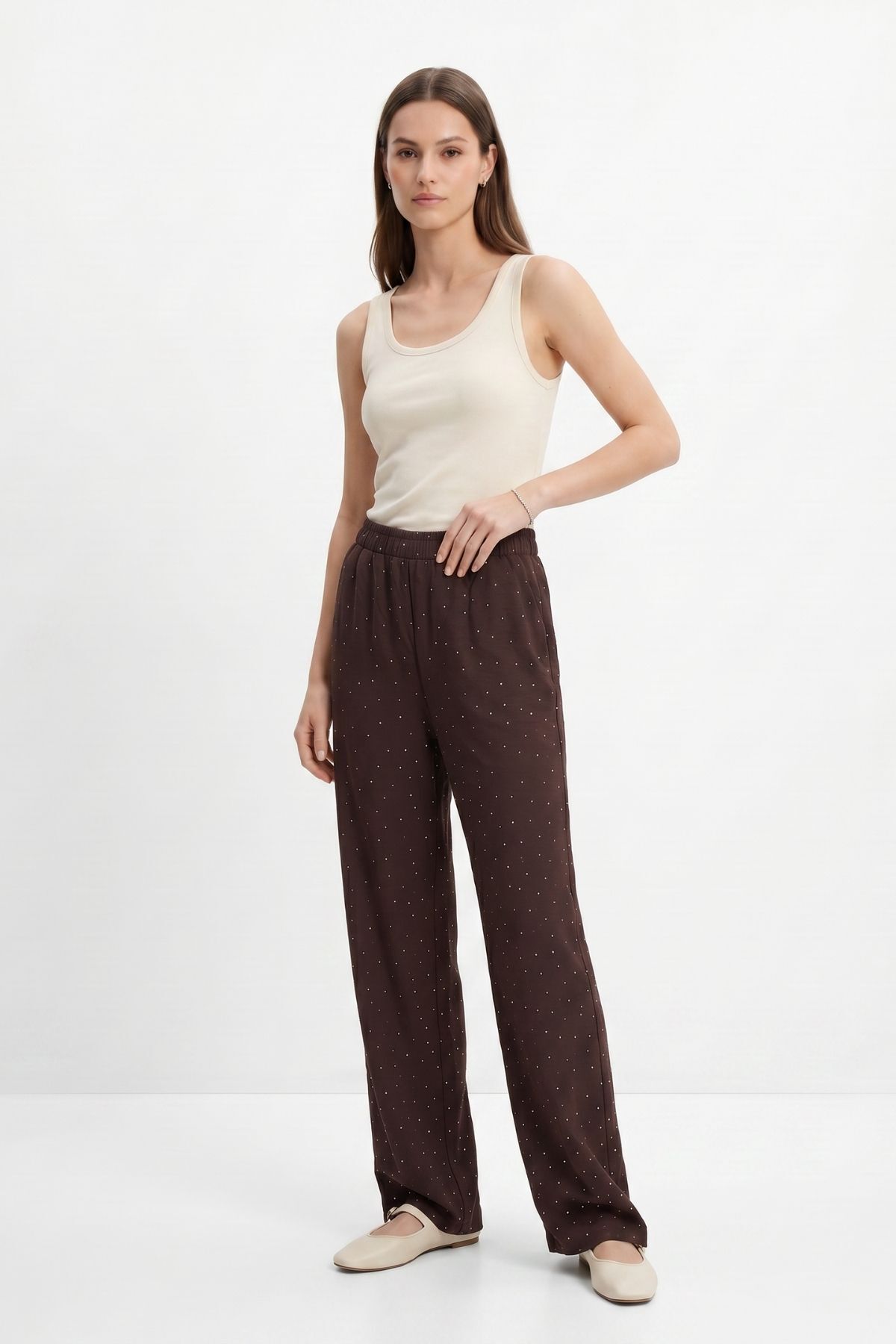Beli Lastikli Astarlı Pantolon 36640 Kahve - RAYS