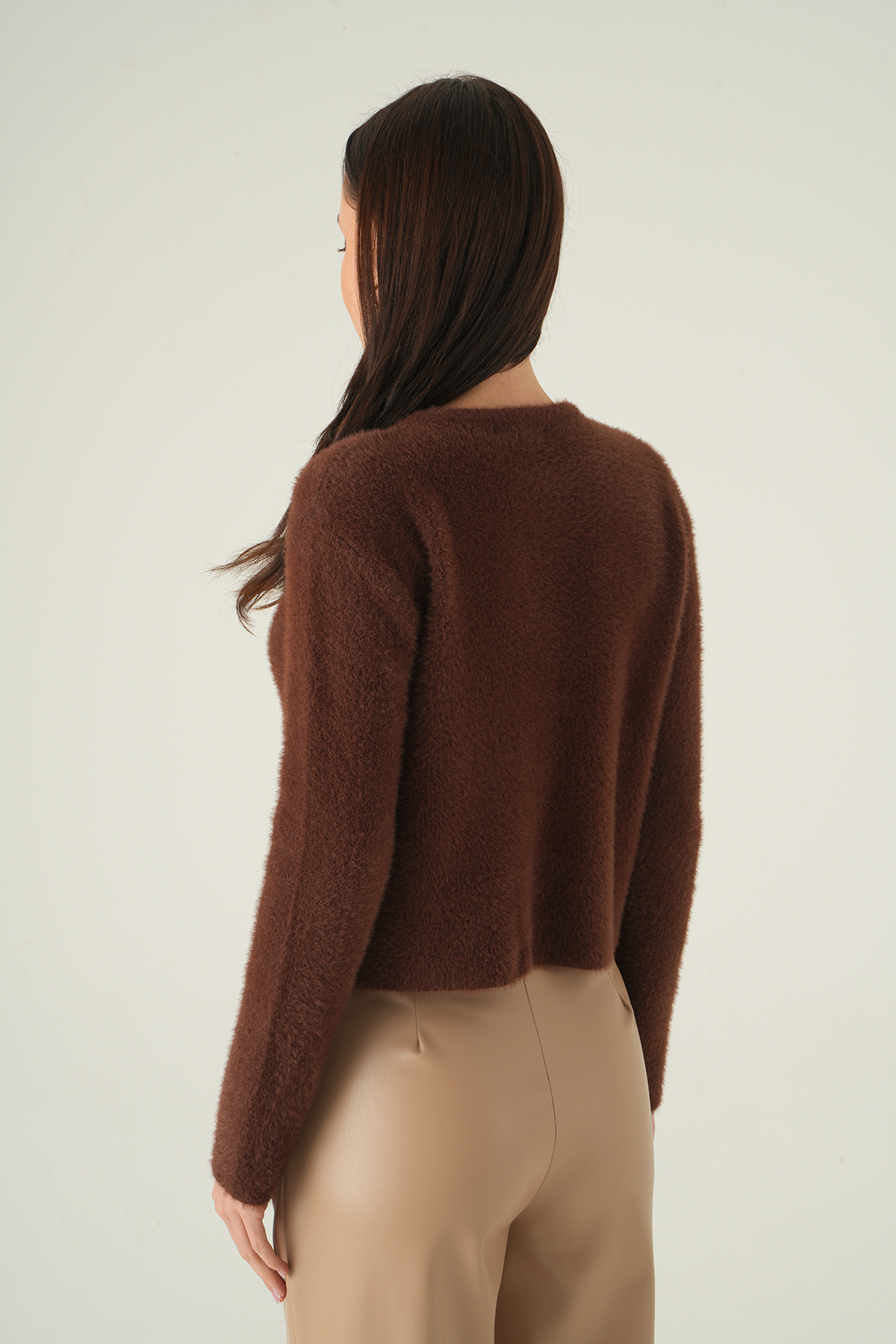 Kahve Bisiklet Yaka Düğmeli Hırka 2241 - 5