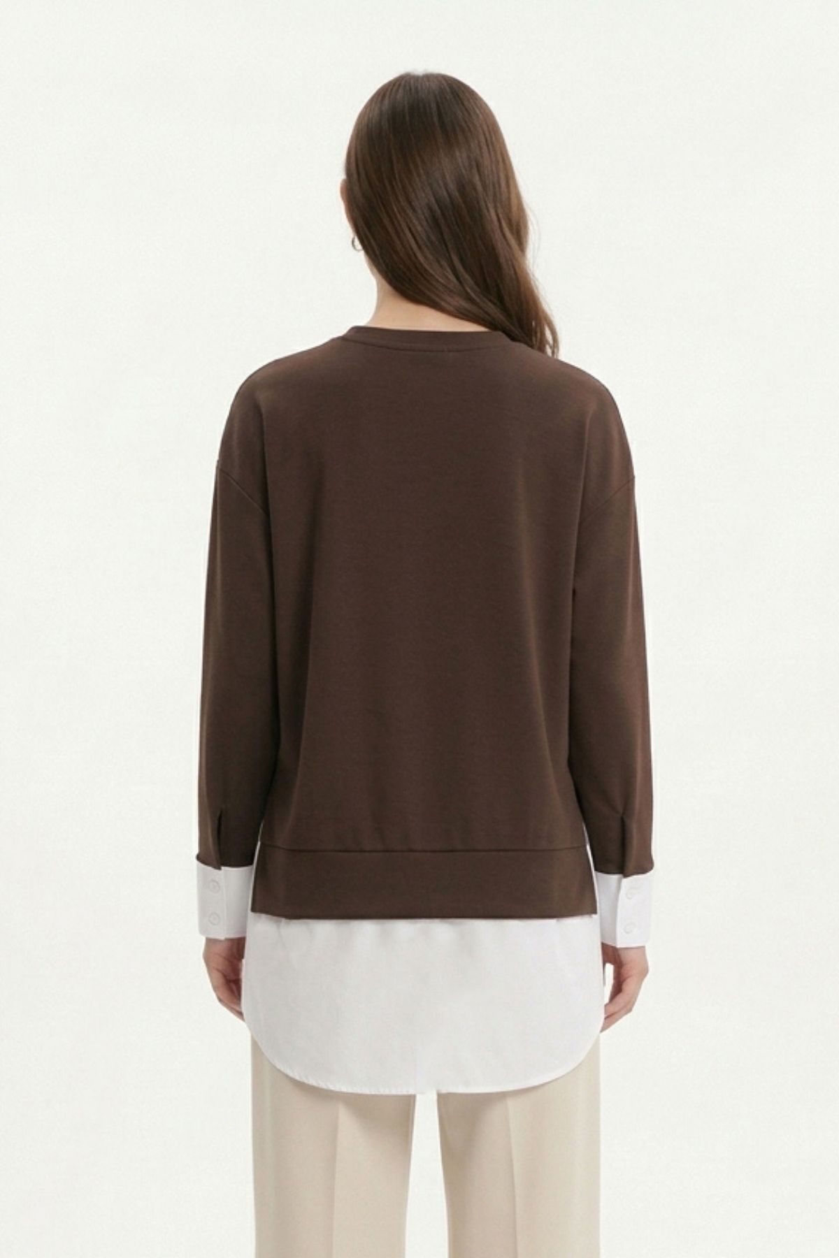 Kahve Bisiklet Yaka Garnili Bluz 8375 - 3