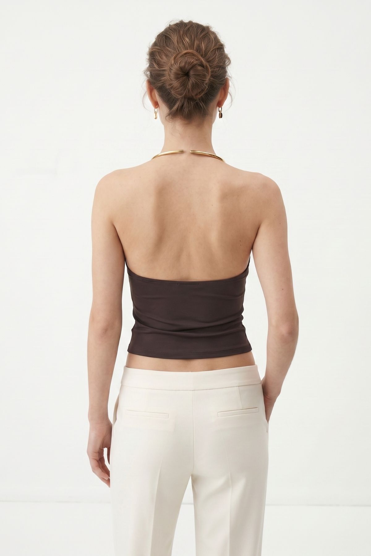 Kahve Boyun Halka Detay Bluz 2769 - RAYS