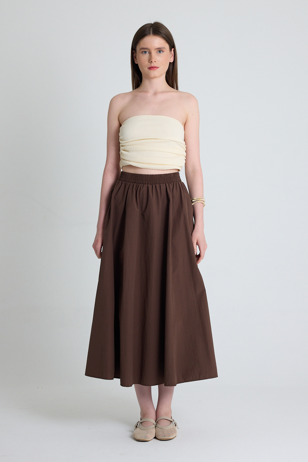 Kahve Cep Detay Mevlana Midi Etek 3950 - 6