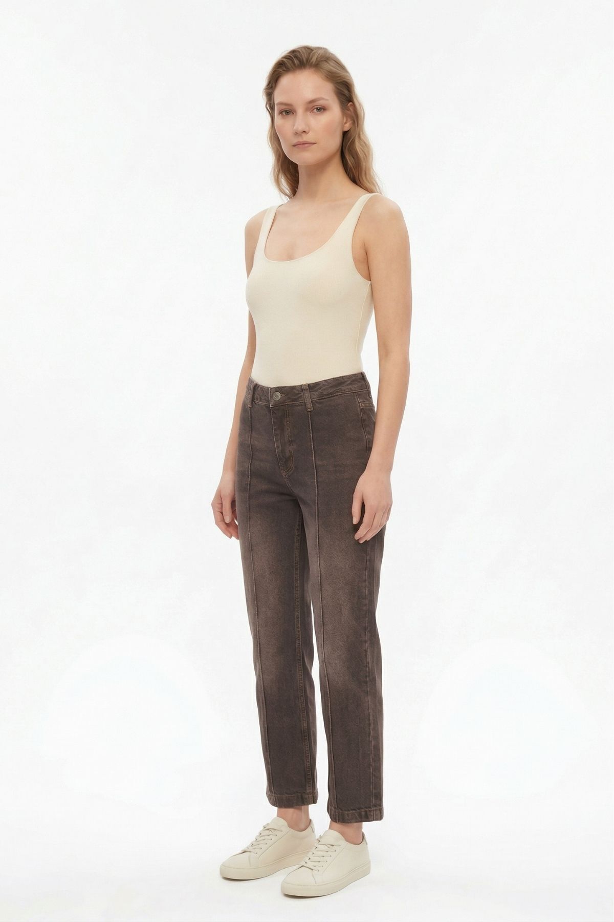 Çımalı Yıkamalı Jean 1302 Kahve - 2